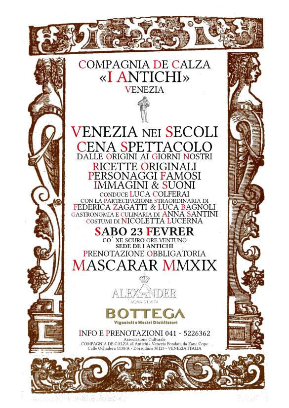Venezia Nei Secoli - Cena Spettacolo - Sabato 23 Febbraio 2019