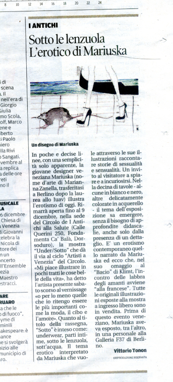 MariuskaUnderSotto - Recensione di Vittorio Tonon sulla Nuova Venezia del 3 dicembre 2014 pagina 39.