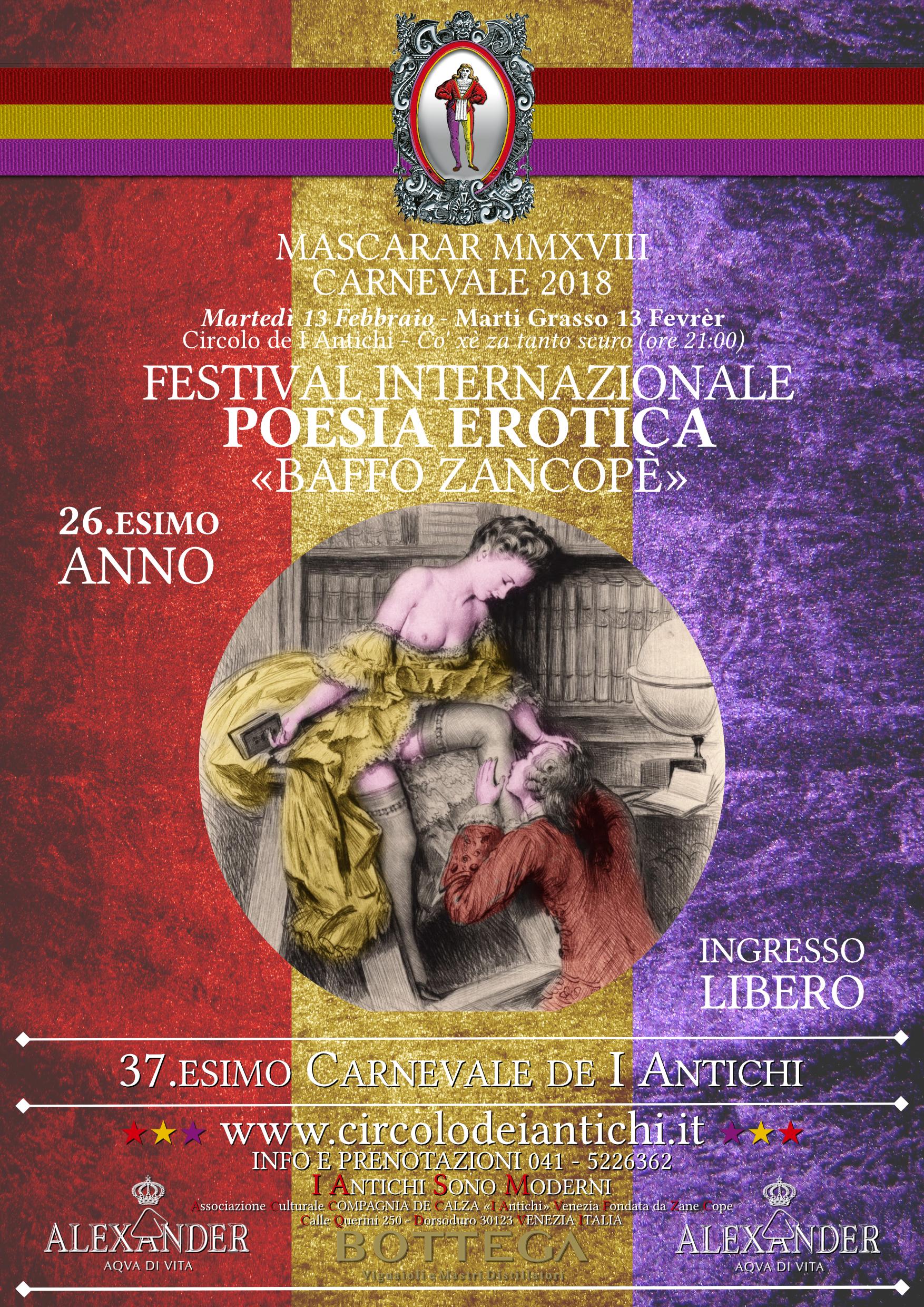 Carnevale 2018 - 26.esimo Festival Internazionale di Poesia Erotica Baffo Zancopè