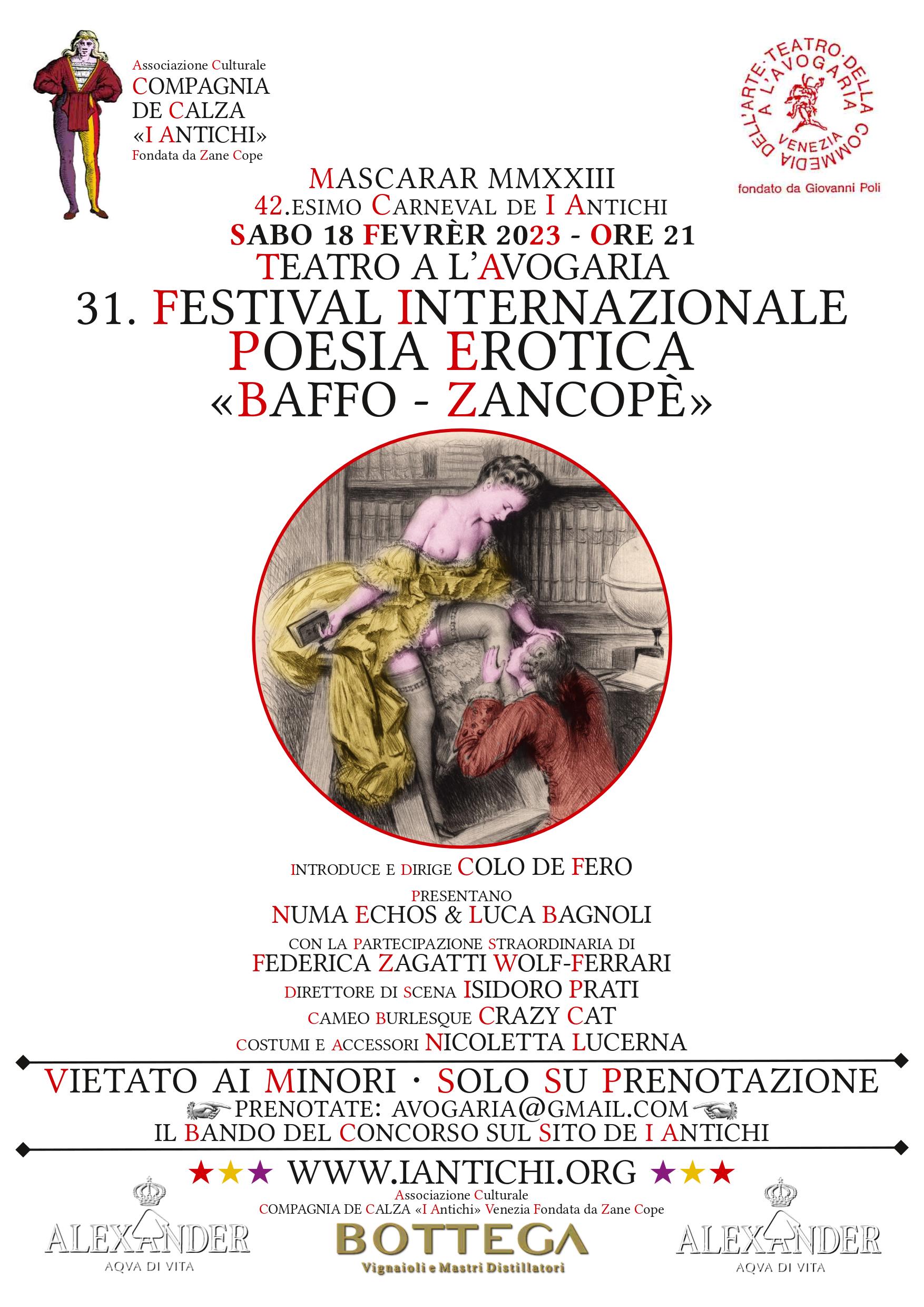31.esimo Festival di Poesia Erotica - 18 febbraio 2023 - Locandina - WEB