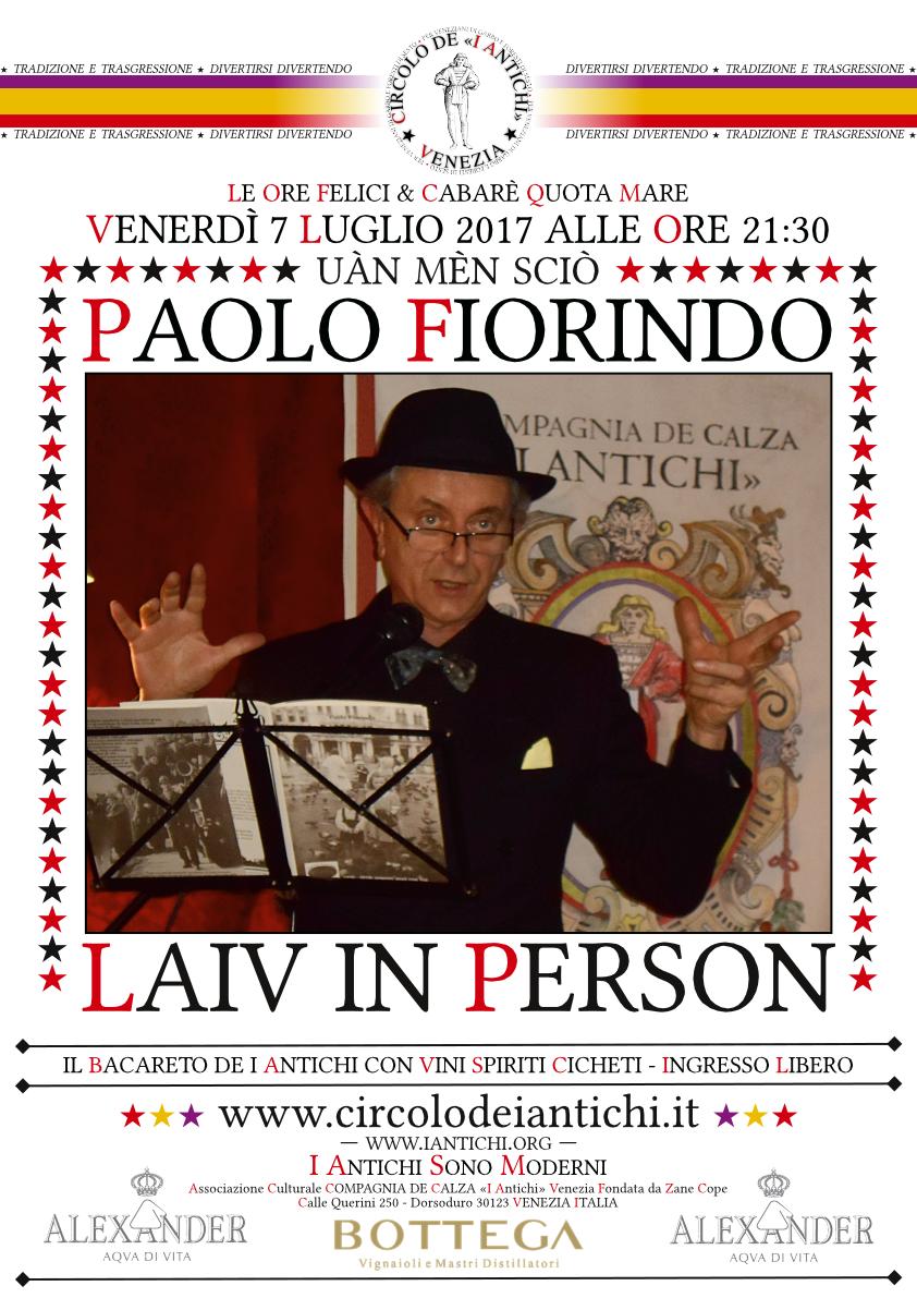 Paolo Fiorindo - Laiv in Person! - Venerdì 7 luglio 2017 ore 21:30