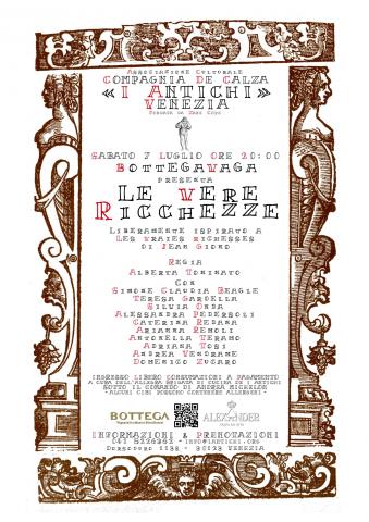 Sabato 7 Luglio 2018 - BottegaVaga presenta Le Vere Ricchezze - Piccolo Teatro Giardino Veneziano