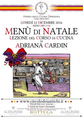 LOCANDINA - Corso di Cucina - Menù di Natale 12 dicembre 2016.